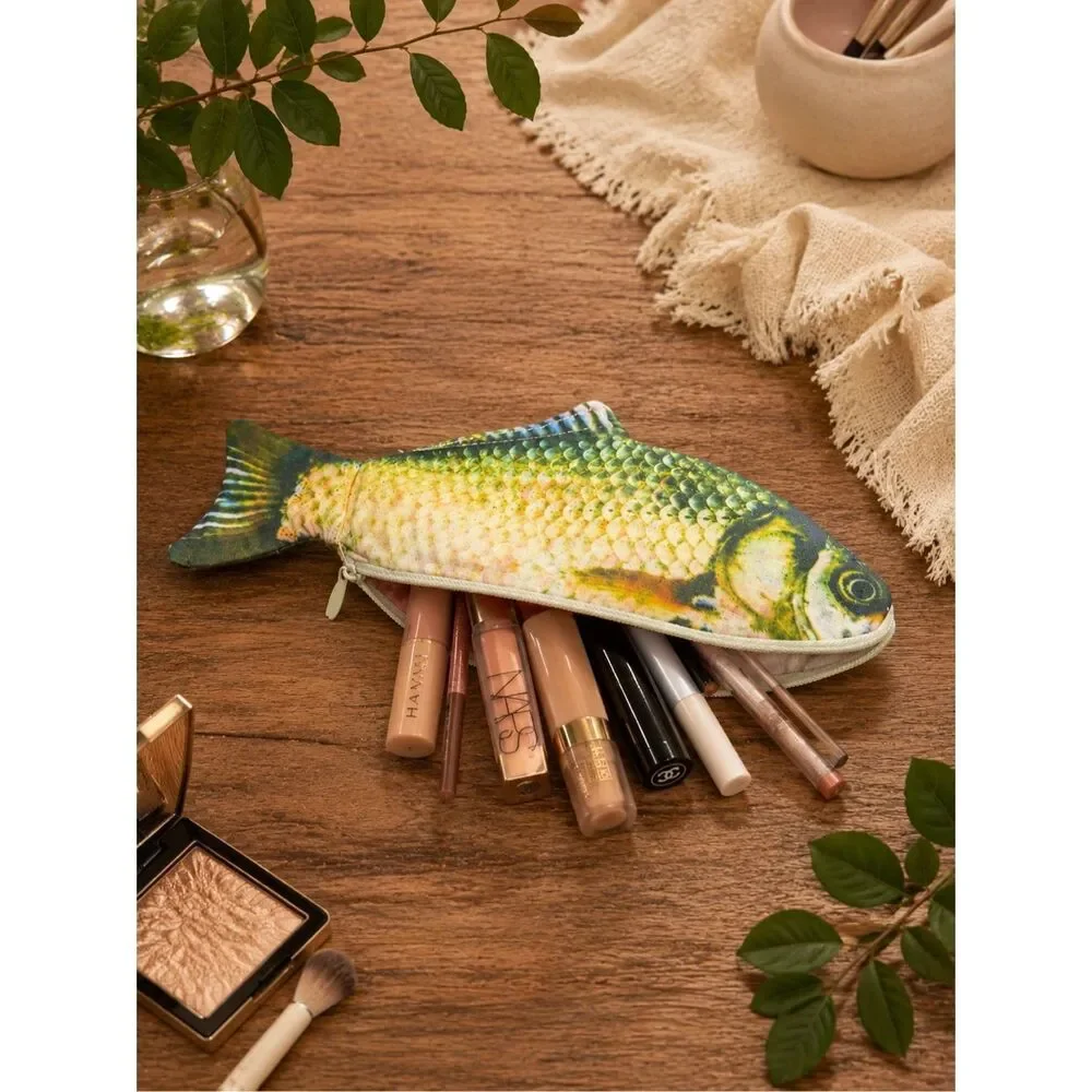 Funny Fish Shaped Cosmetic Bag Pencil Case Makeup Pouch Travel Organizer